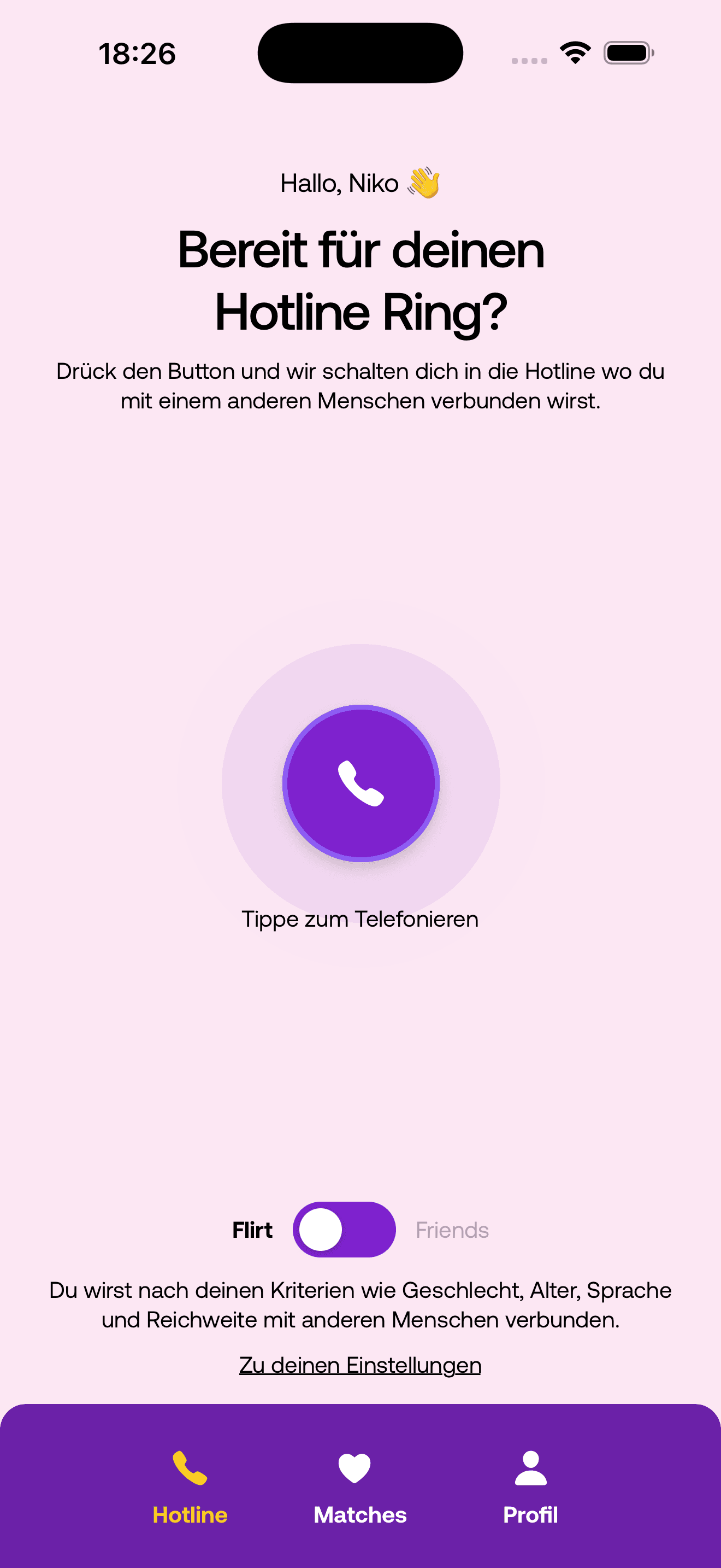 Call Home Screen